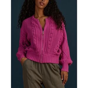 Splendid Katie Bubble Zipper Cardigan Sweater Cotton Purple M